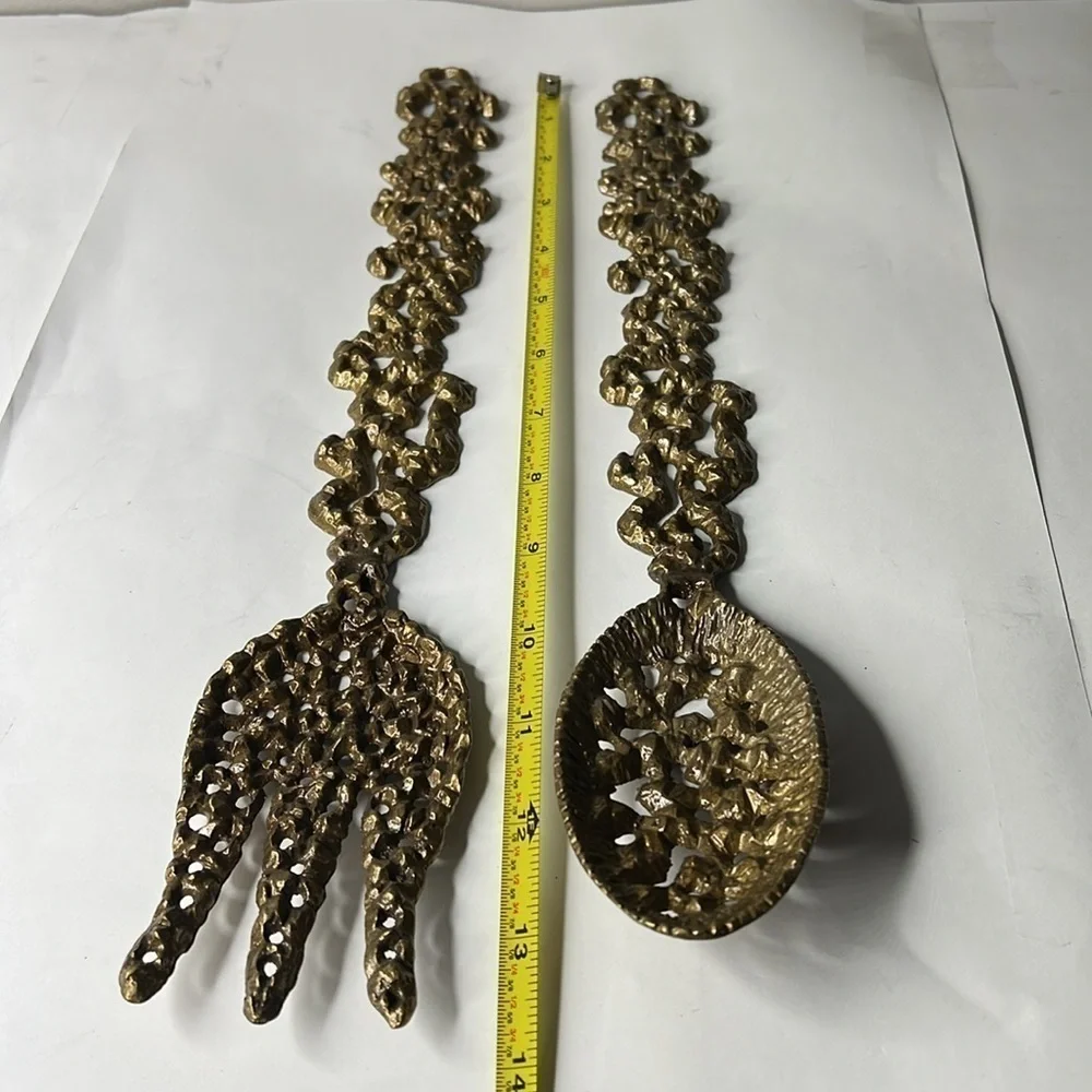 Set of Two (2) Serving Set Perforated Brass Copper Jerusalem Themed - Never Used
